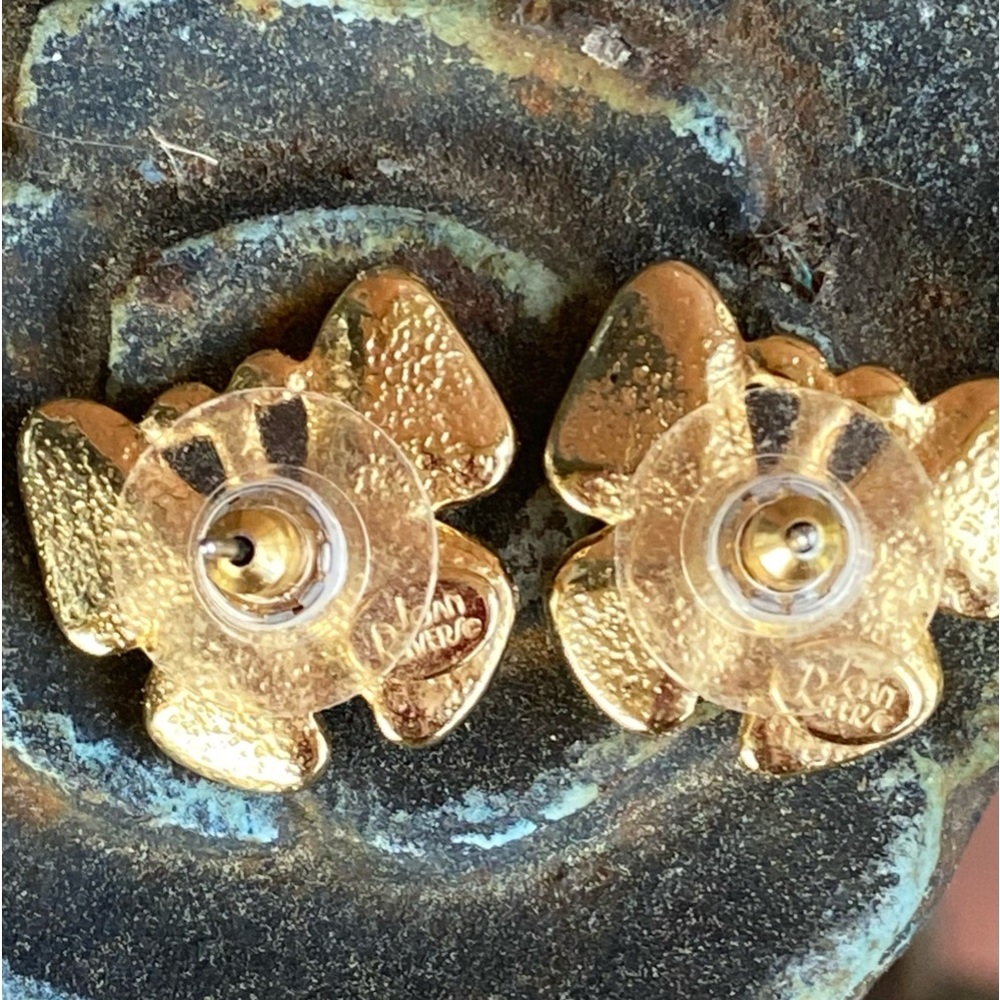 JOAN RIVERS GOLD TONE BUTTERFLY PIERCED EARRINGS WITH MULTICOLORED CRYST… - Picture 5 of 6